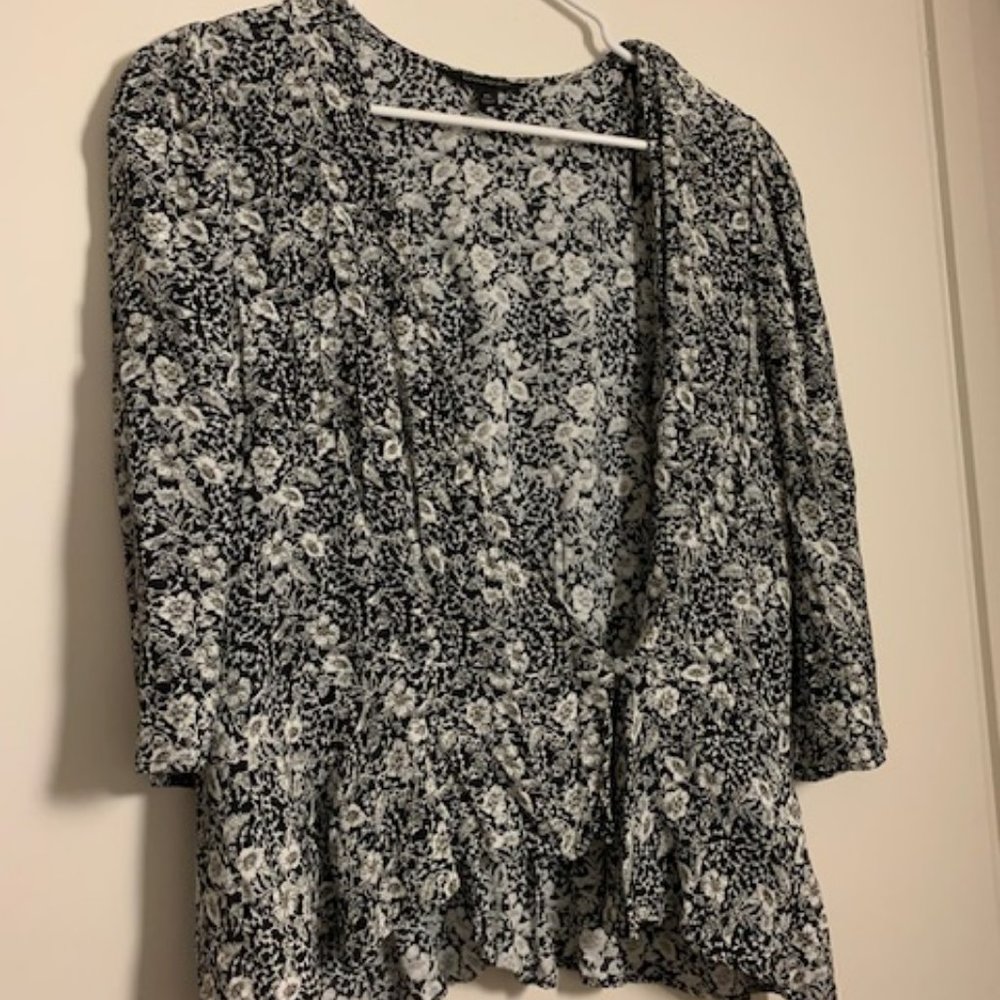 Floral Banana Republic Crossover Blouse